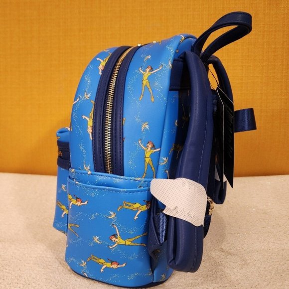 Loungefly Disney Peter Pan Flying TinkerBell AOP Blue Mini Backpack NEW main image 4
